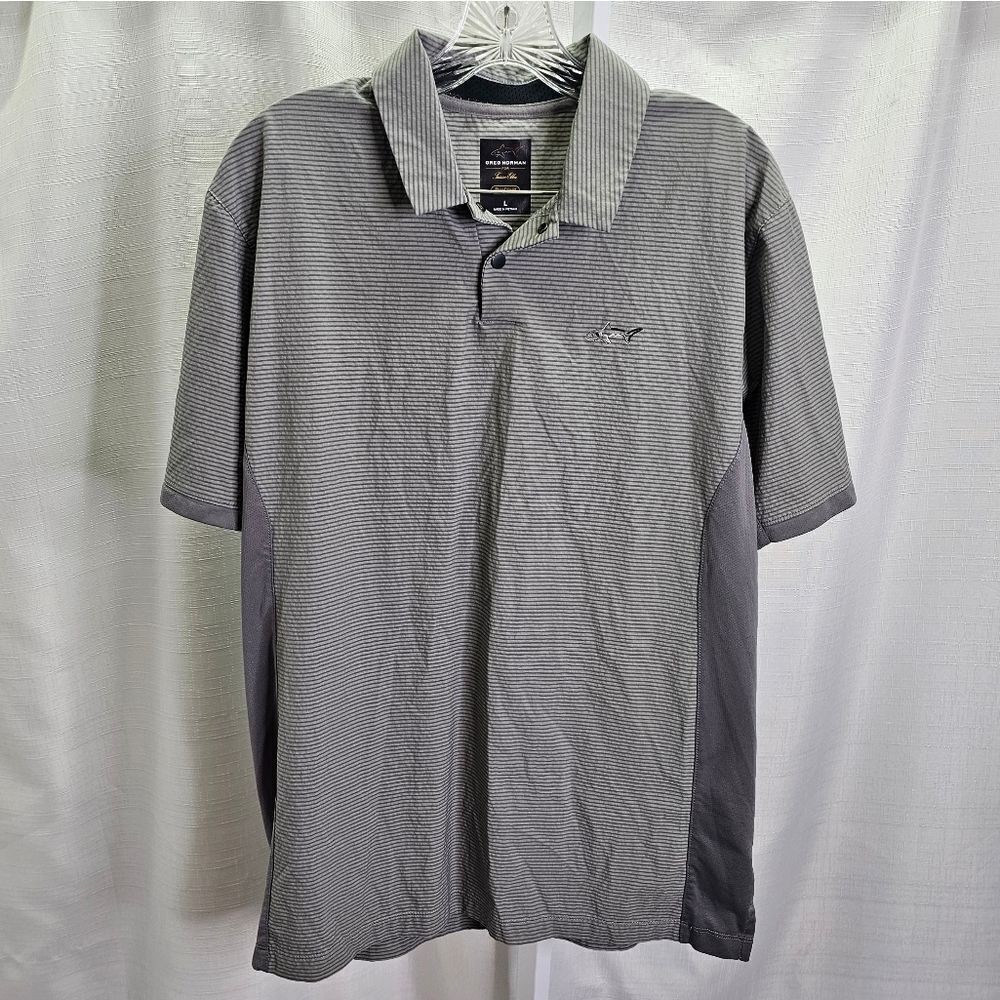 Greg Norman for Tasso Elba Gray RapiVent Activewear Polo Shirt Size Large
